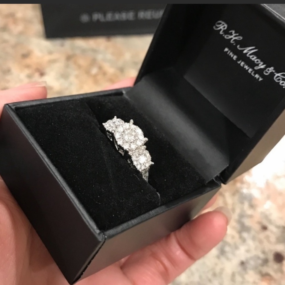 Diamond Three Stone Ring In 14k White Gold